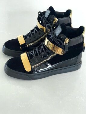 Giuseppe Zanotti Coby NEW Velvet Double Strap Black Sneakers EU 42 US 9 Italy